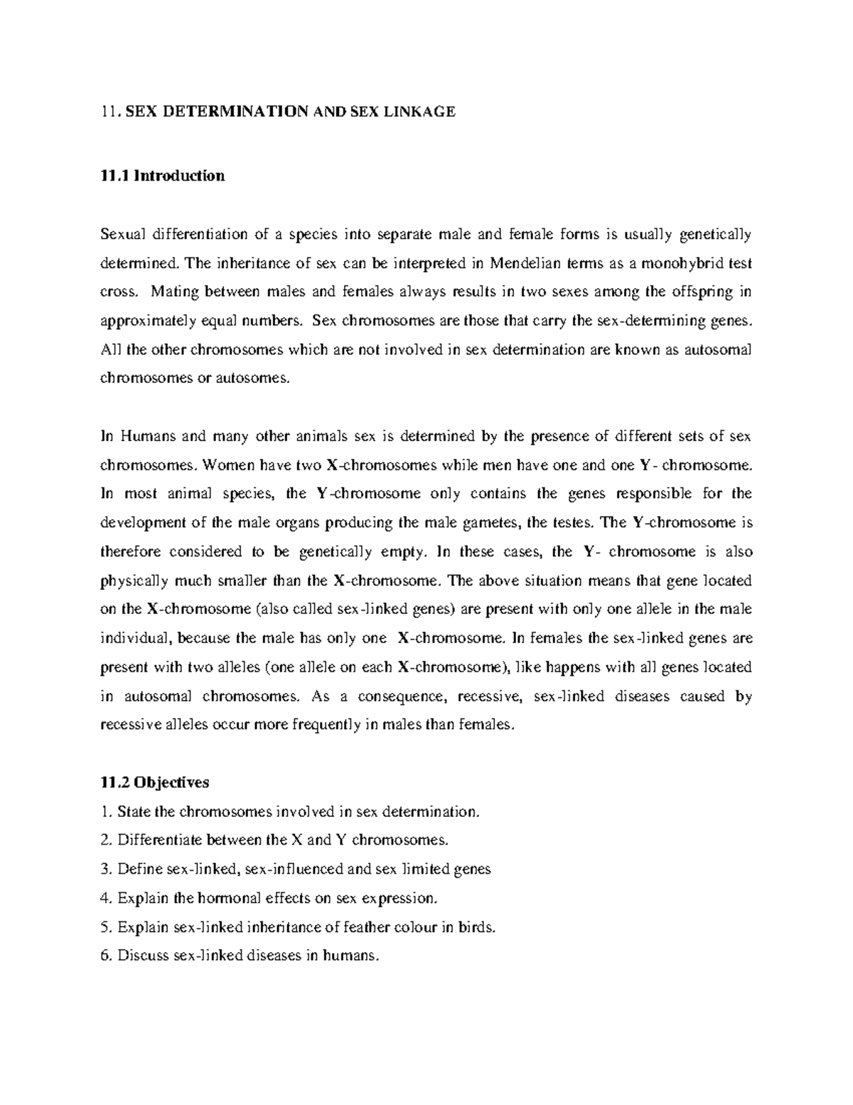 Part 2 Topic 11: Genetics of Sex Determination and Linkage 2021 - Studocu