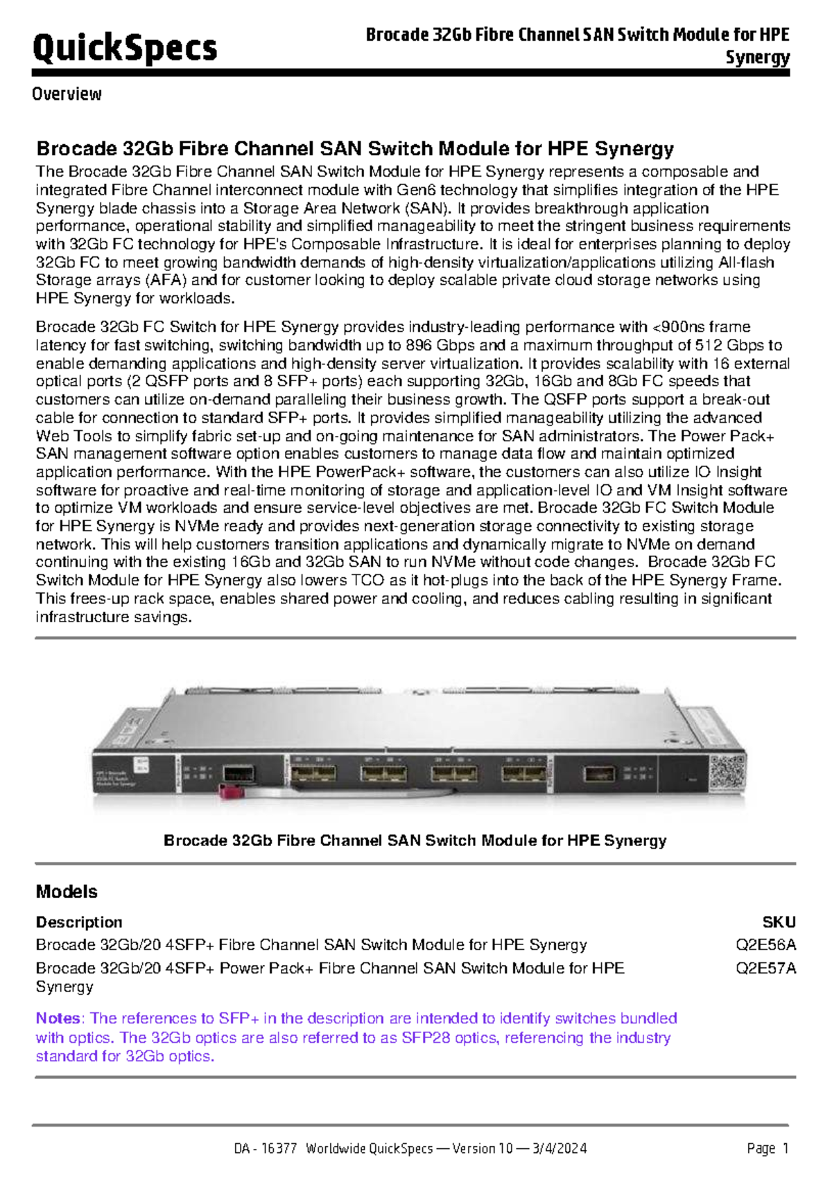 Brocade 32Gb Fibre Channel SAN Switch Module for HPE Synergy Overview ...
