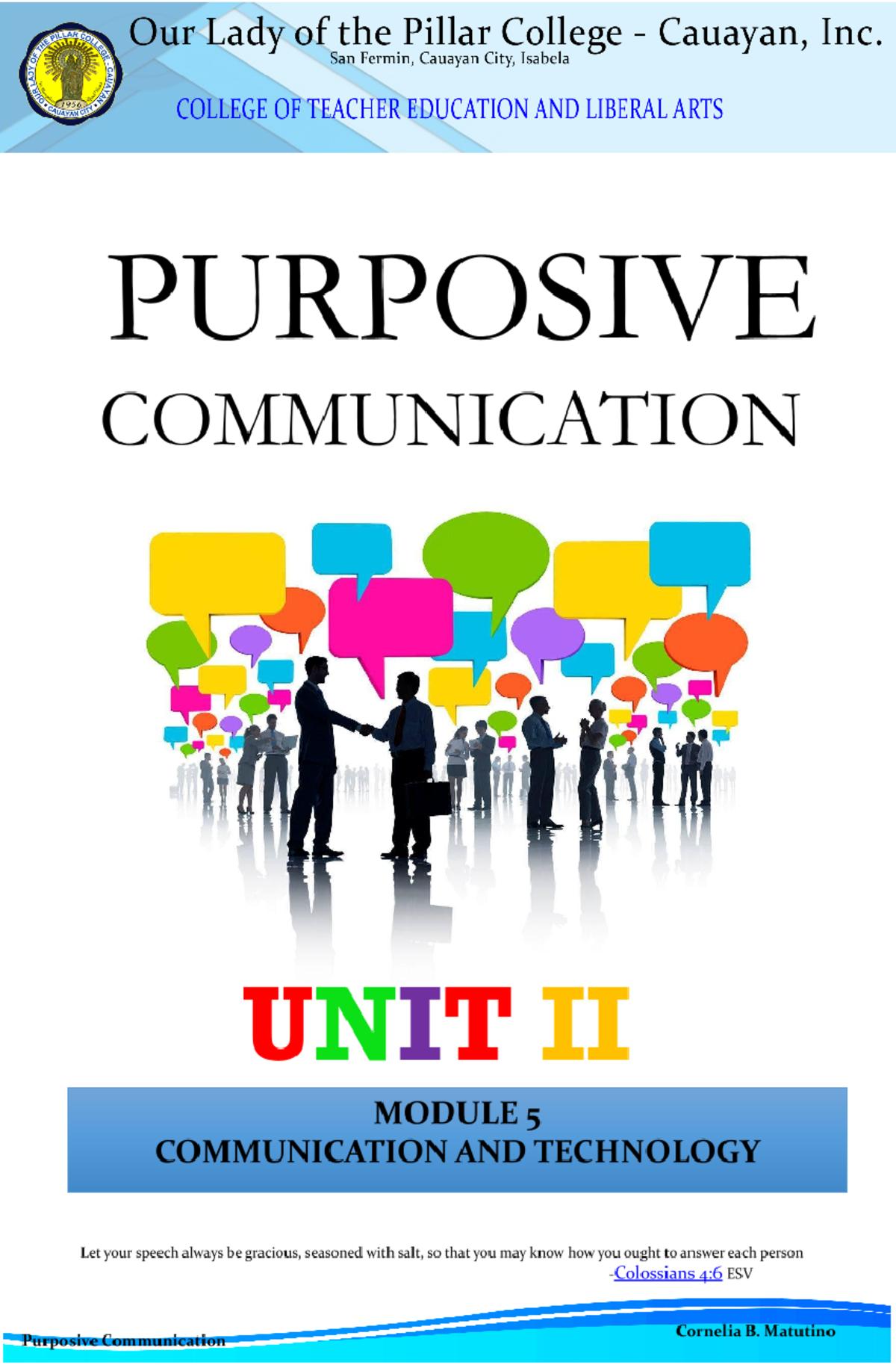 Module 5 purposive communication and technologylovely - College of ...