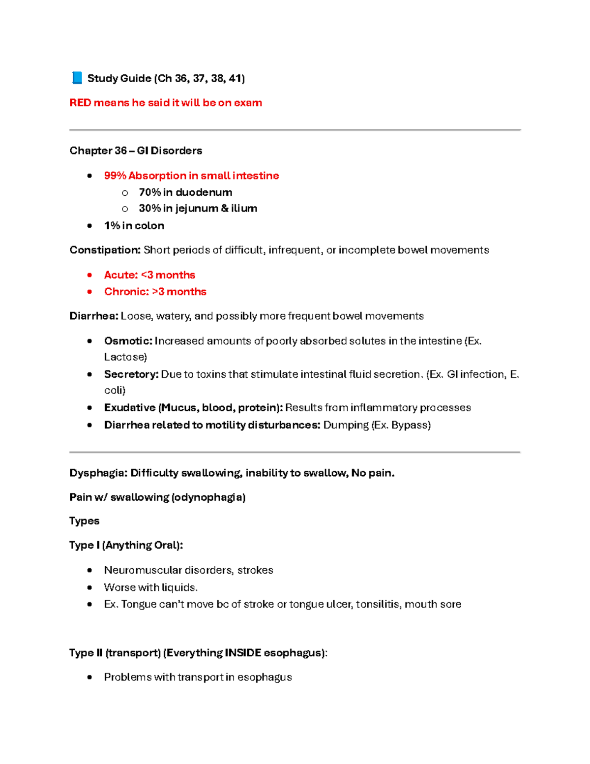 Study Guide (SG WK 7) - Chapters 36-41: GI & Diabetes Disorders - Studocu