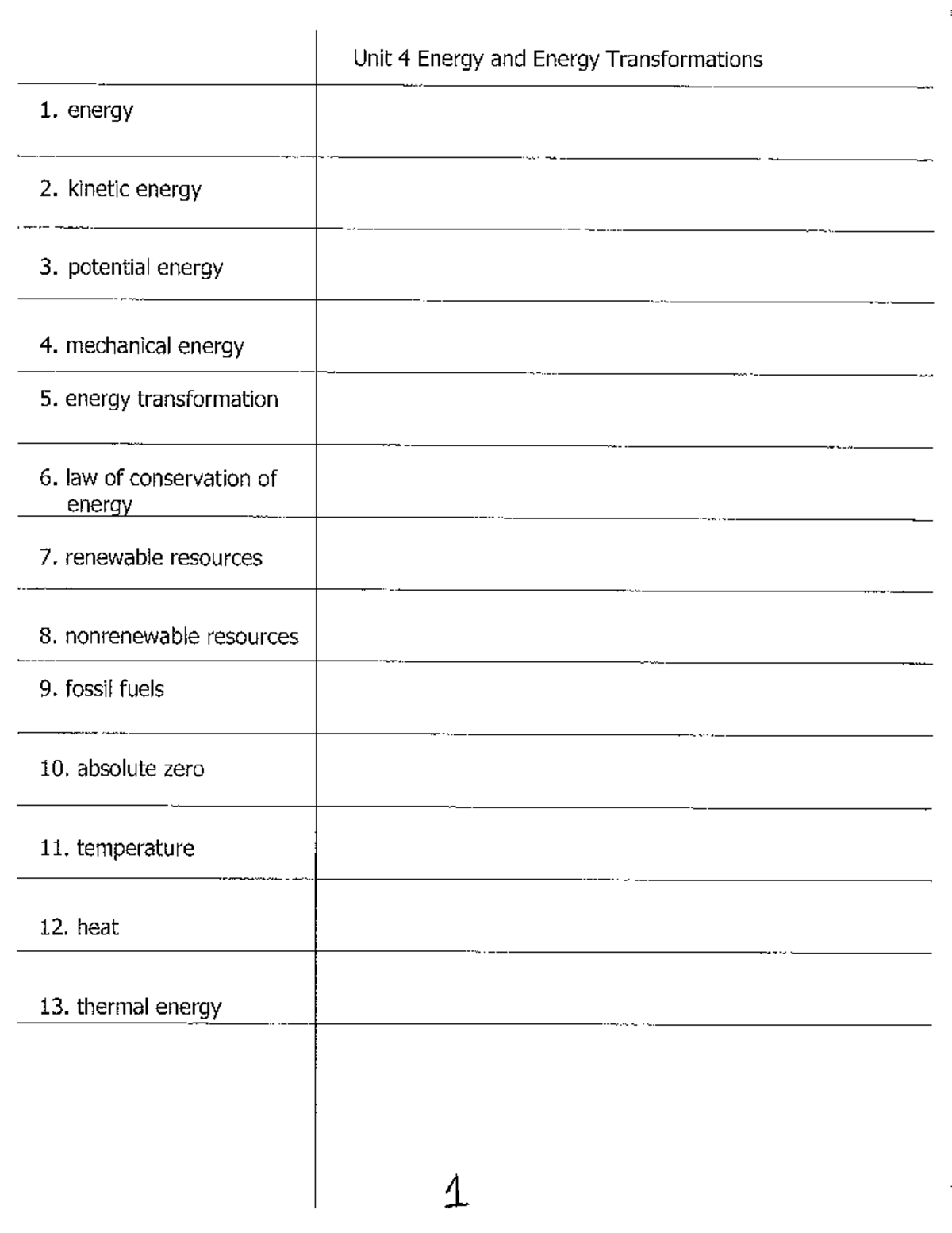 Unit 4: Energy Transformations and Heat Study Guide - Studocu