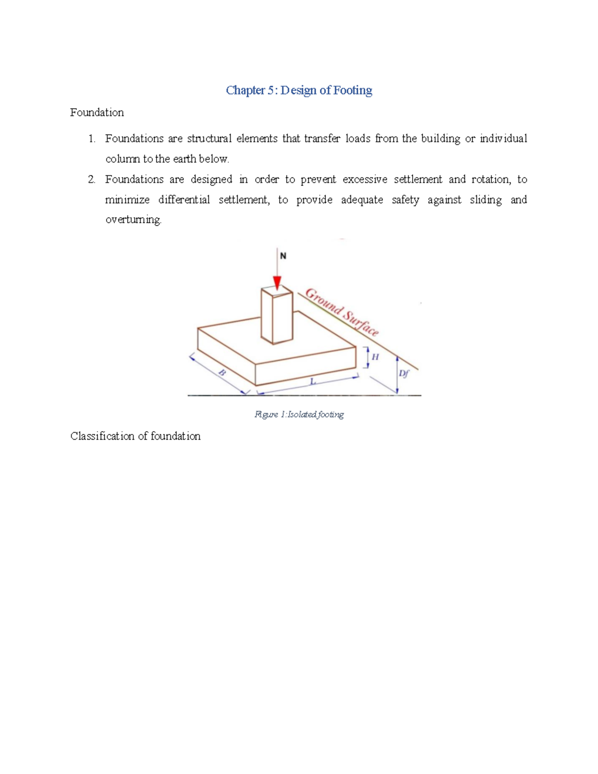 Chapter 5: Design of Footing Foundation Techniques - Studocu