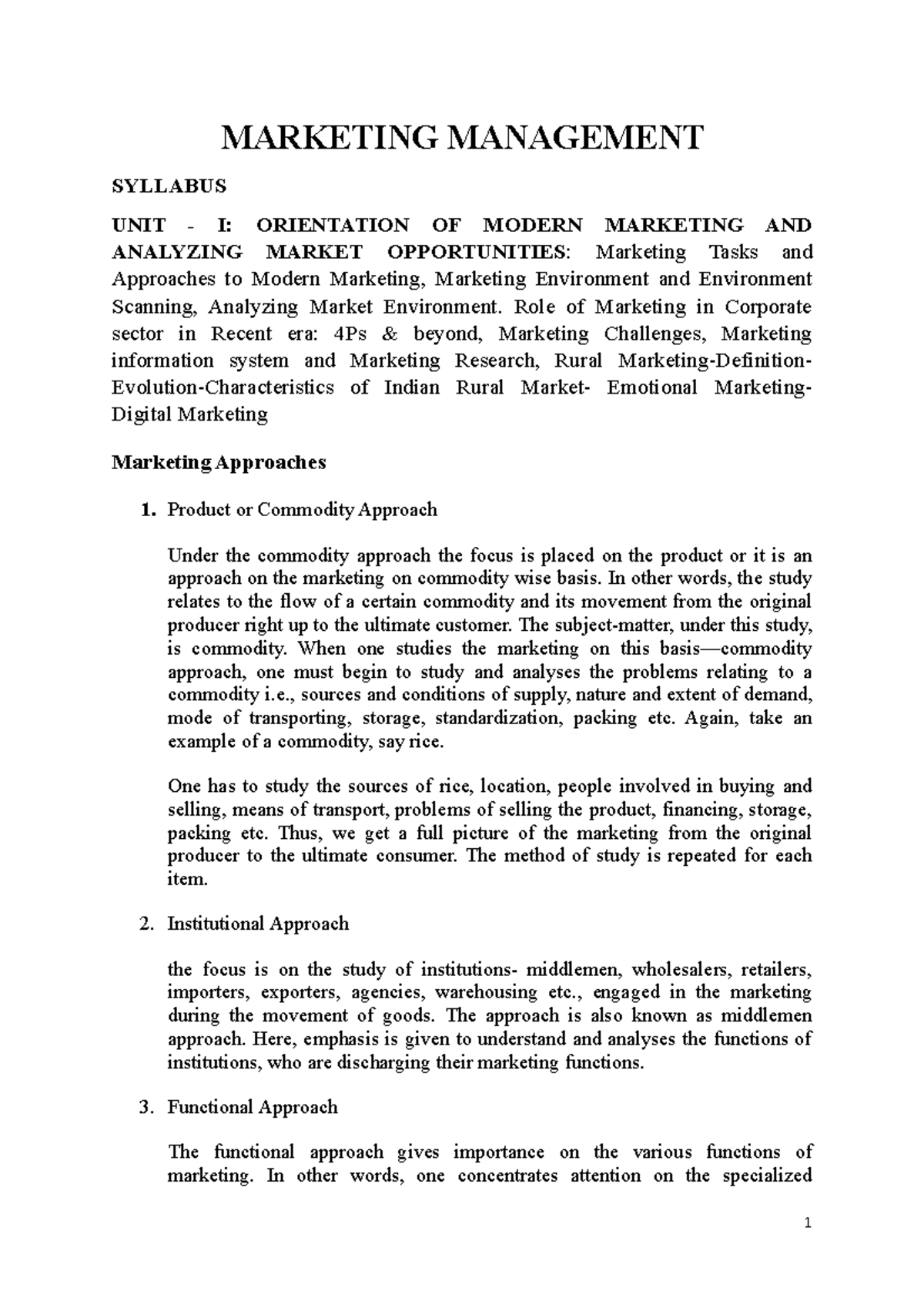 Marketing Management Syllabus Overview for MKT 101 Course - Studocu