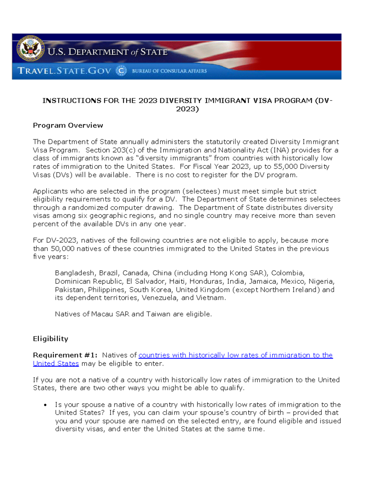 DV-2023 Diversity Immigrant Visa Program: Key Instructions and FAQs ...