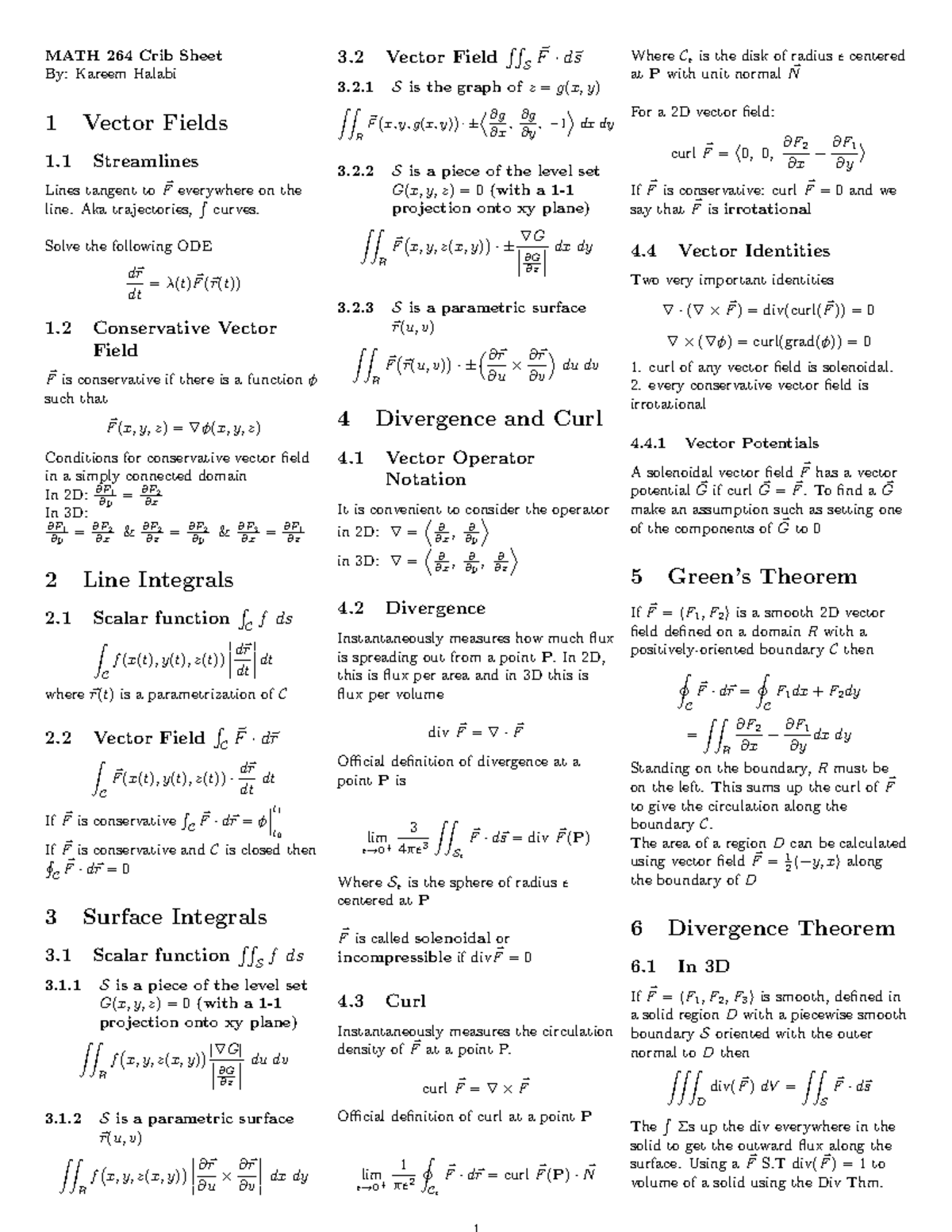 MATH 264 Final Exam Cribsheet - Key Concepts & Equations - Studocu