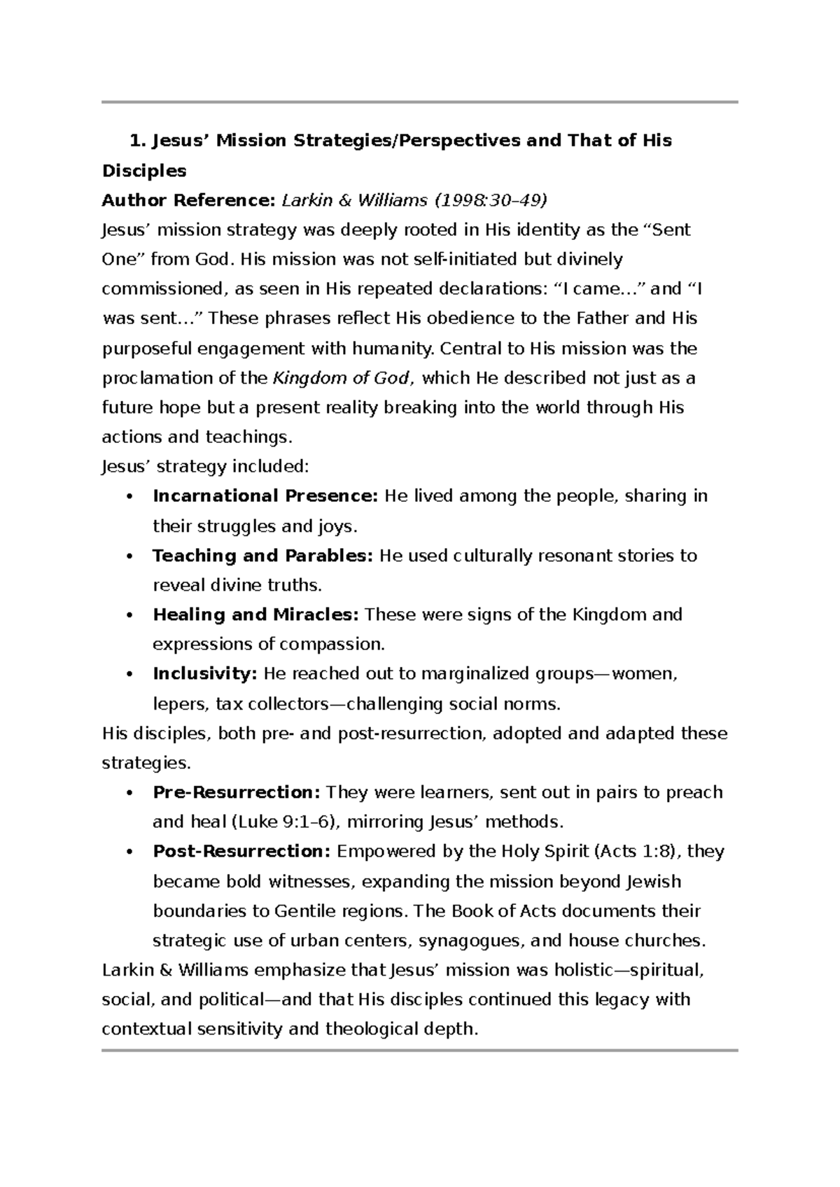 Missiology 142: Mission Strategies and Women's Roles in Africa - Studocu