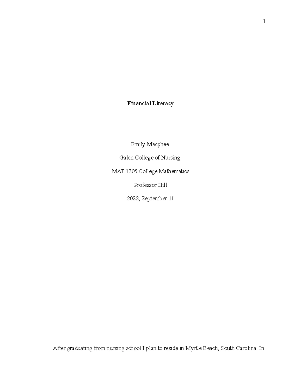 Financial Literacy Paper Guidelines for MAT1205: APA Formatting Tips ...