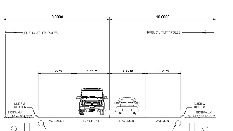 Drawing 1-1 - Road way plan - Civil Engineering - 2 m 3 m 3 m 3 m 3 m 0 ...