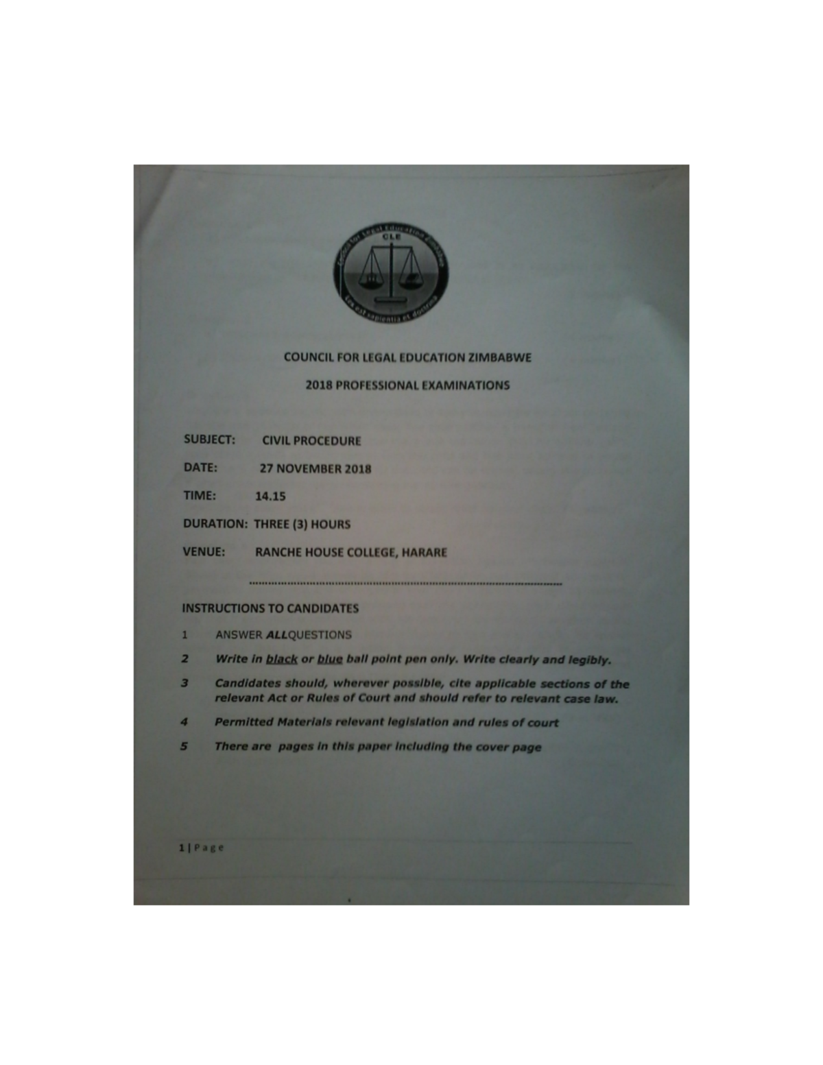 Civil Procedure Exam Notes - 501 CLE - November 2018 - Studocu