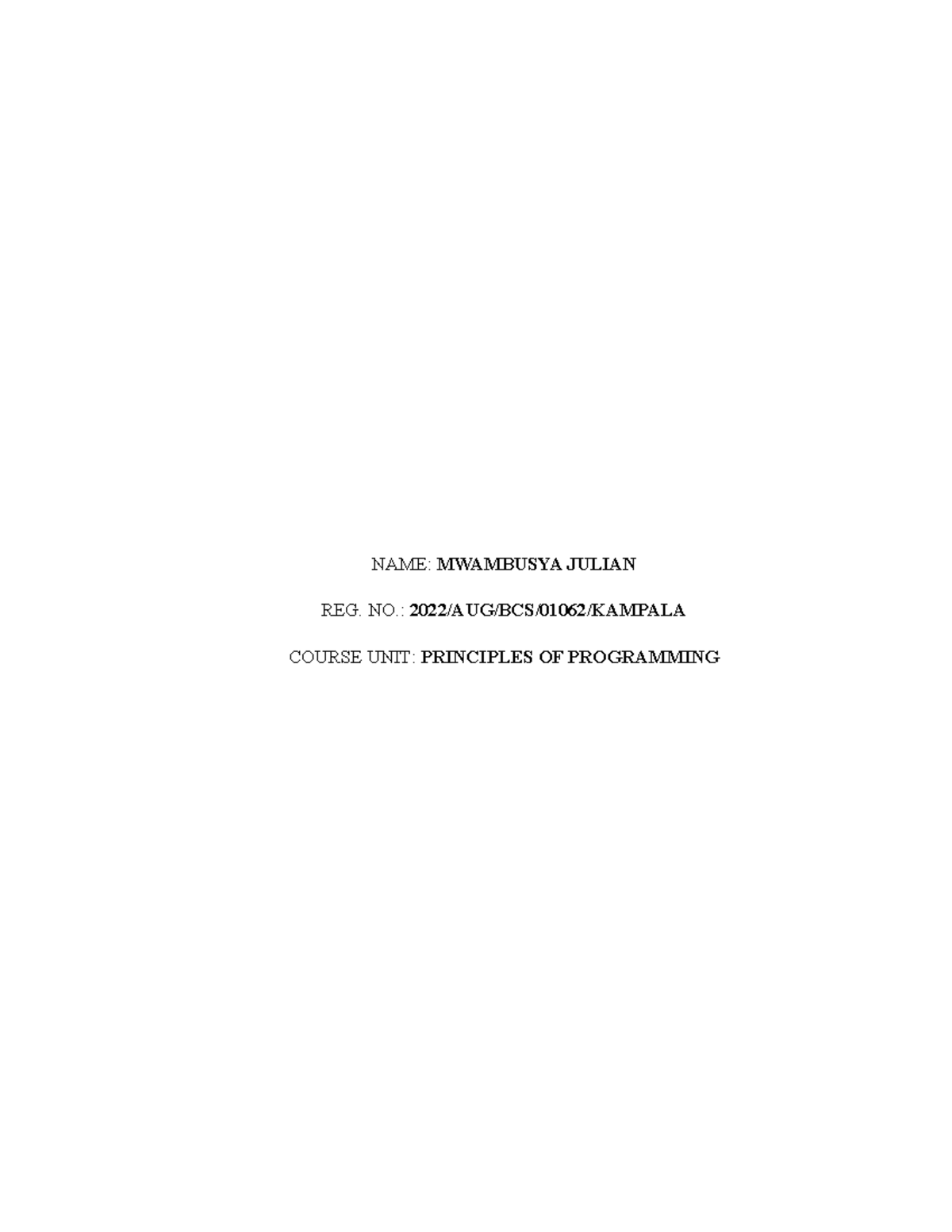 1107 Principles of Programming - C Program Structure Exercise Answers ...