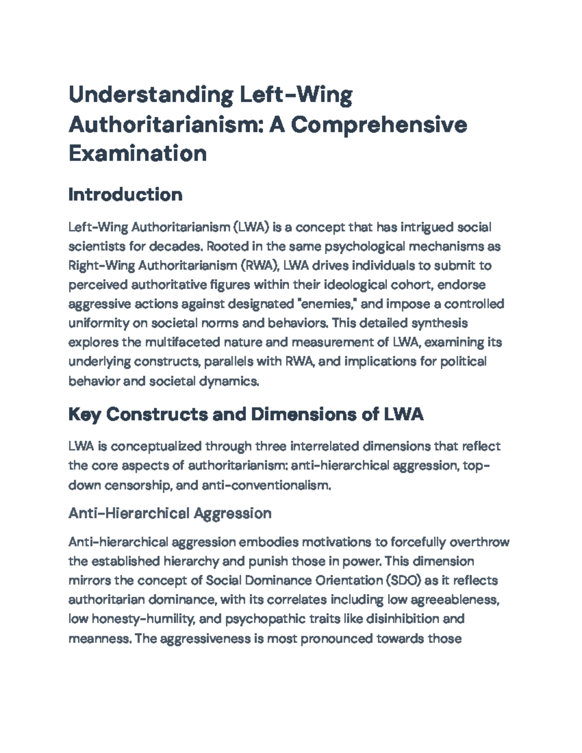 Understanding Left-Wing Authoritarianism: Analysis & Measurement ...