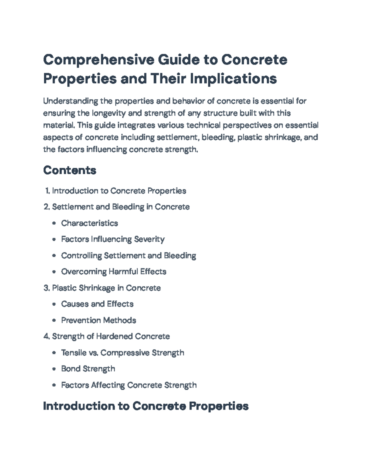 Comprehensive Guide to Concrete Properties and Strength Analysis ...