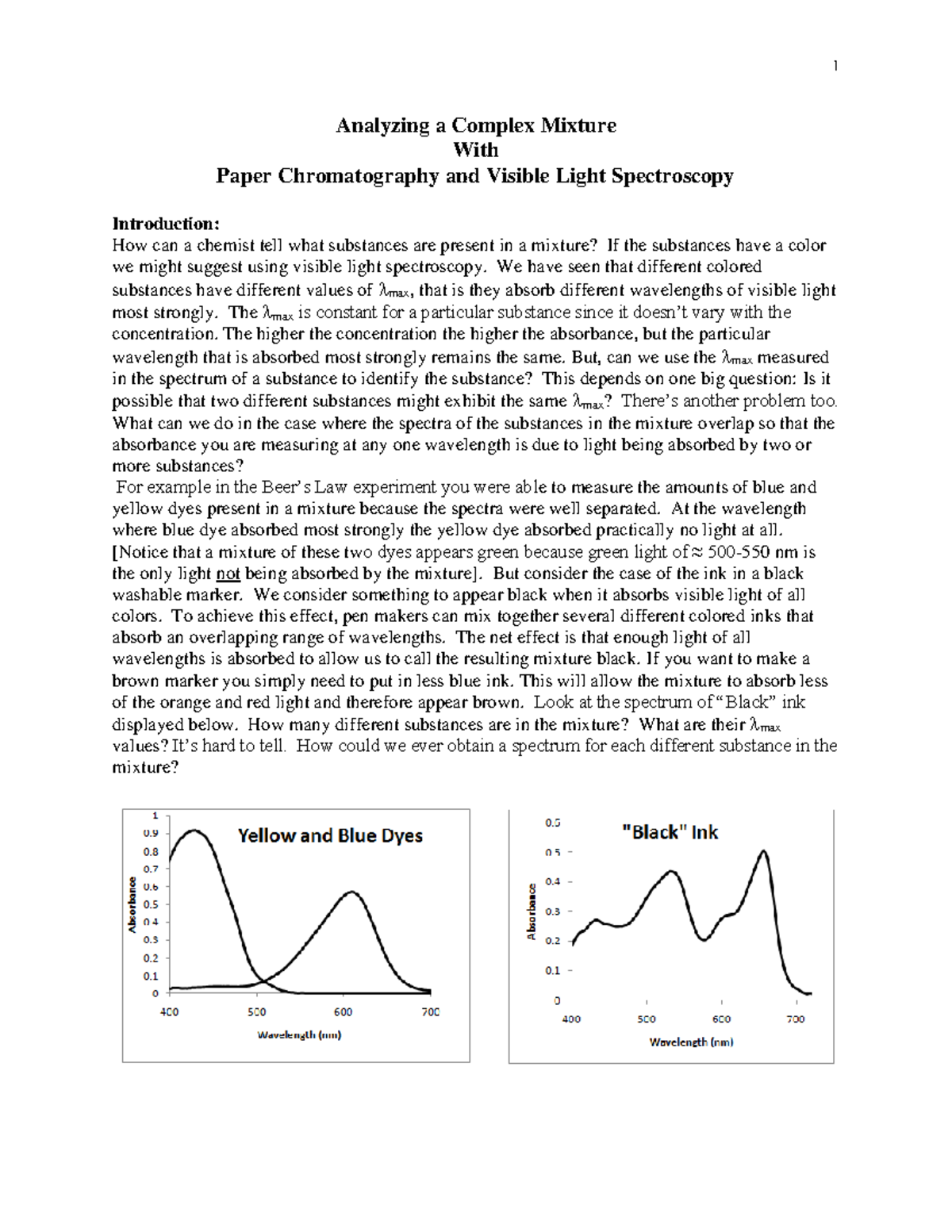 Analyzing Complex Mixtures Using Paper Chromatography and Spectroscopy ...