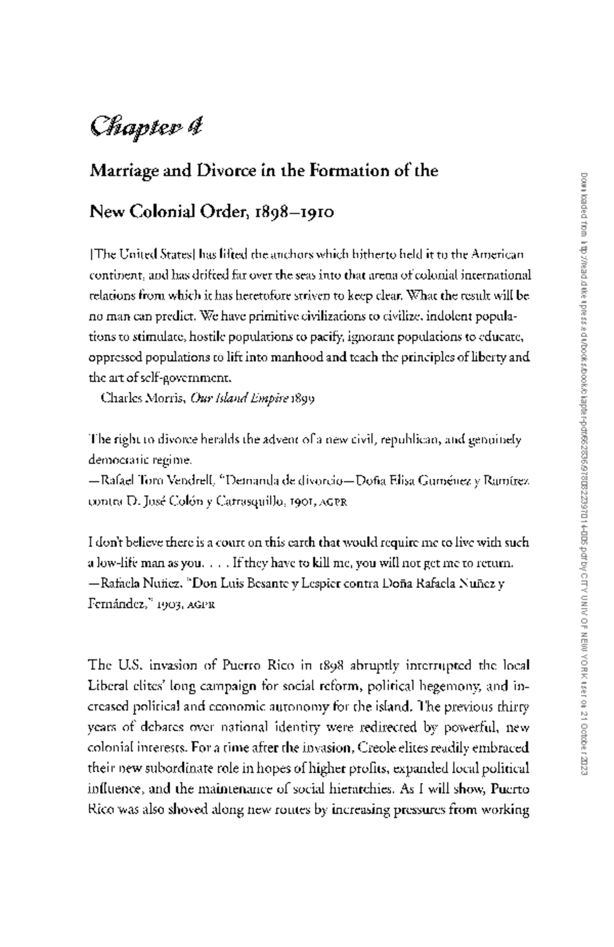 Marriage, Divorce, and U.S. Colonialism in Puerto Rico (1898-1910 ...