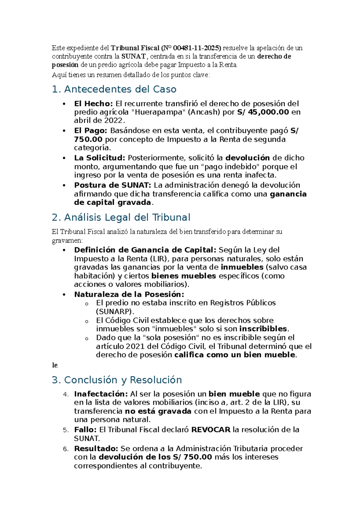 Tribu 3 - Análisis de Caso sobre Impuesto a la Renta y SUNAT - Studocu