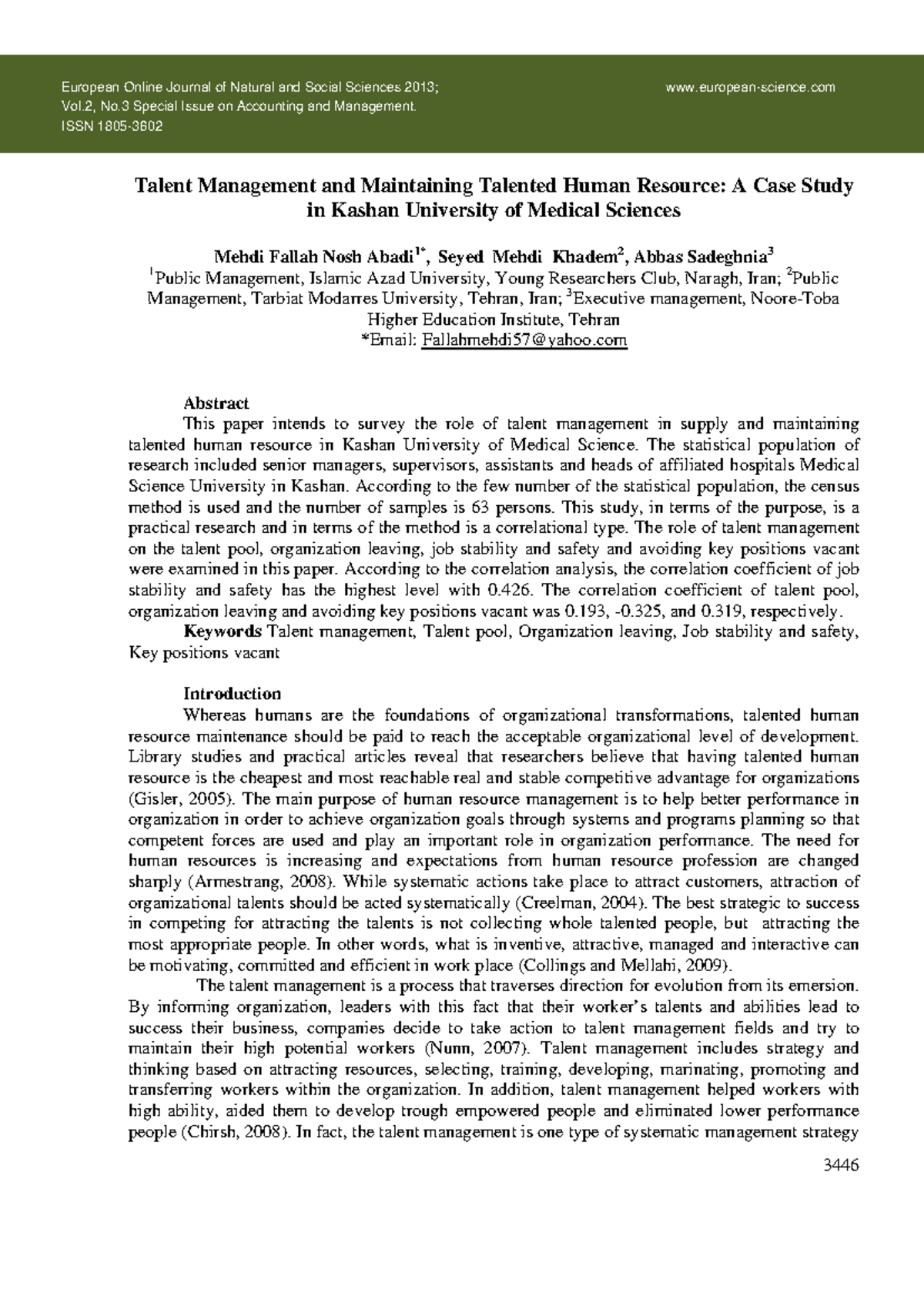Talent Management Strategies for Human Resource Retention at Kashan ...