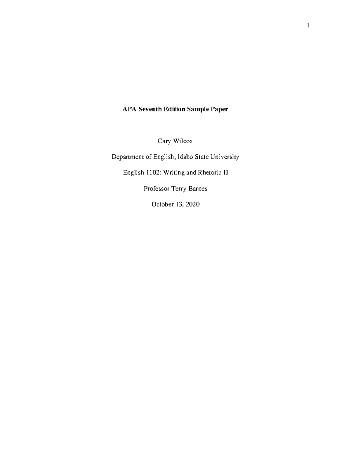 APA7 Sample Paper Guidelines for English 1102 Writing and Rhetoric ...
