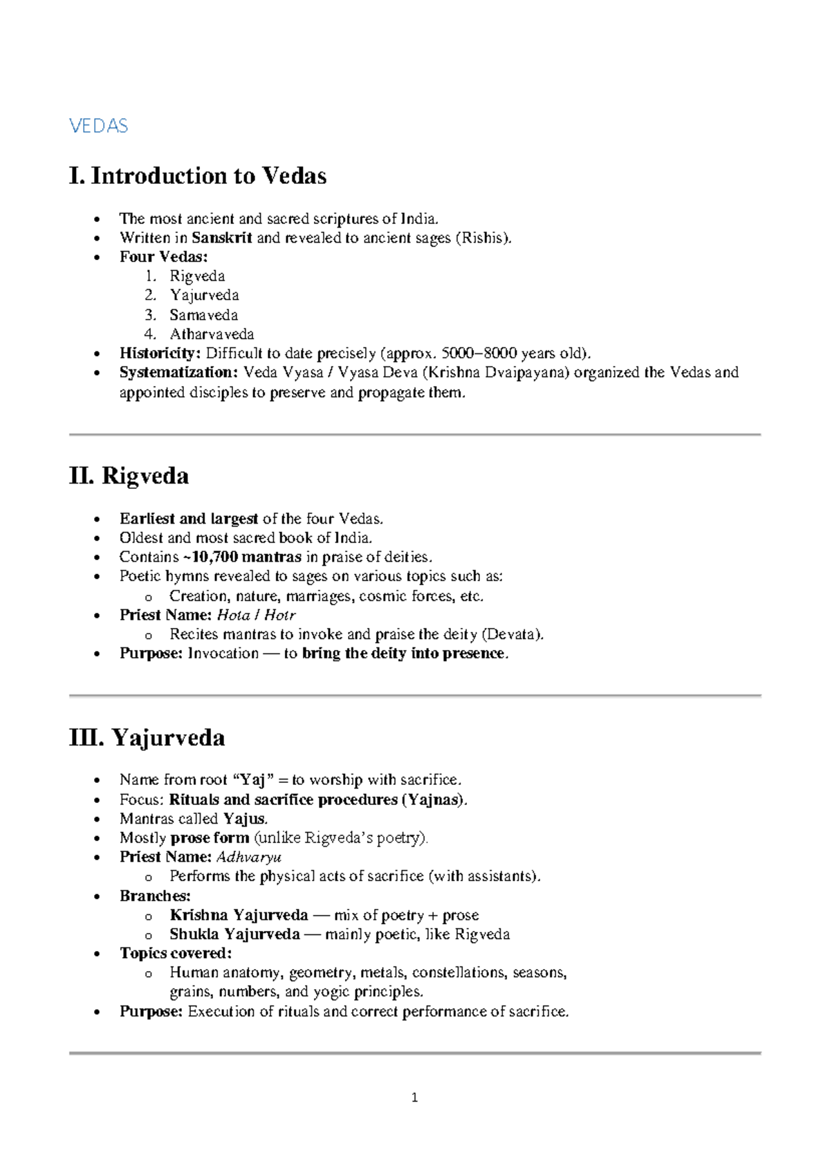 IKS 101: Comprehensive Overview of Vedas and Their Significance - Studocu
