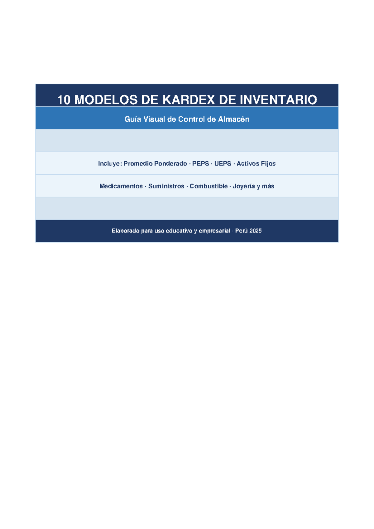 10 Modelos Kardex de Inventario: Ejercicios de Contabilidad 2025 - Studocu