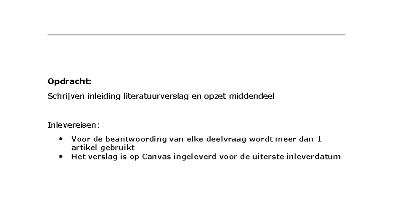 Inleiding en Opzet Middendeel Literatuurverslag A5 - Studeersnel