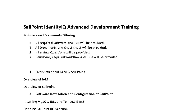 SailPoint IIQ Advanced Development Training Overview and Resources ...