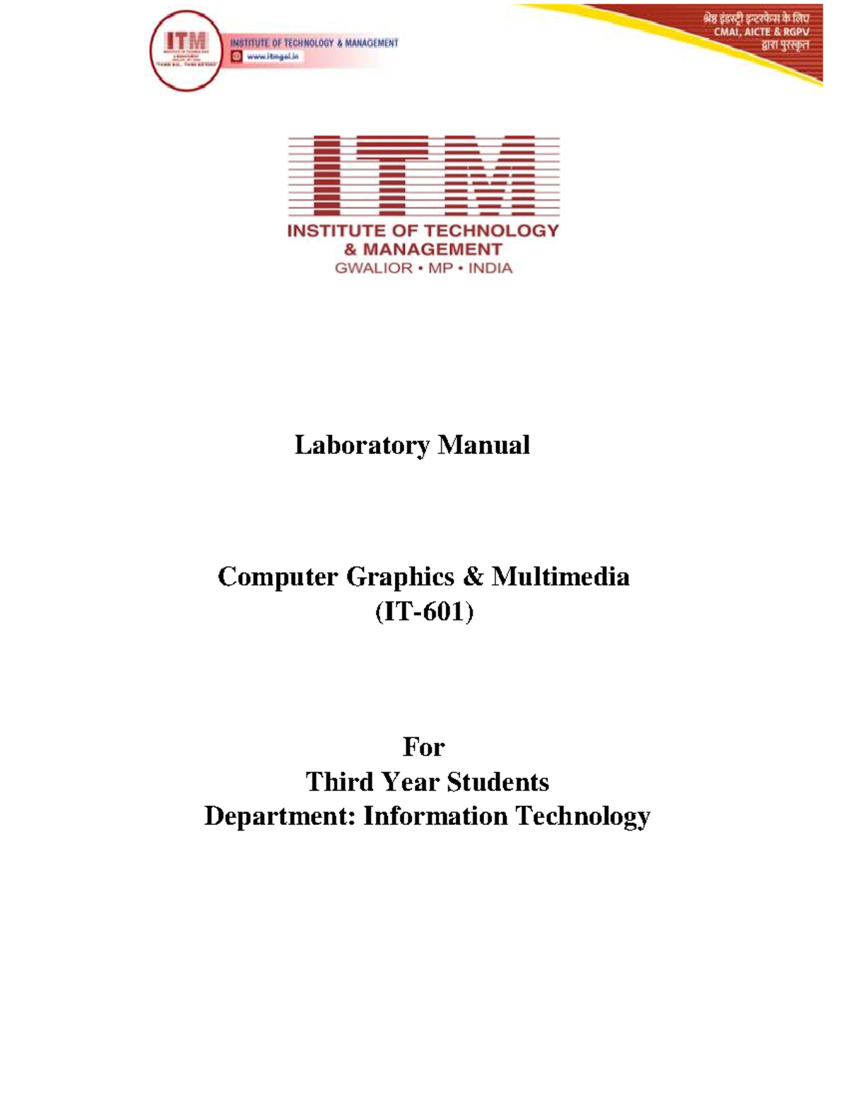 Laboratory Manual: Computer Graphics & Multimedia (IT 601) - Studocu