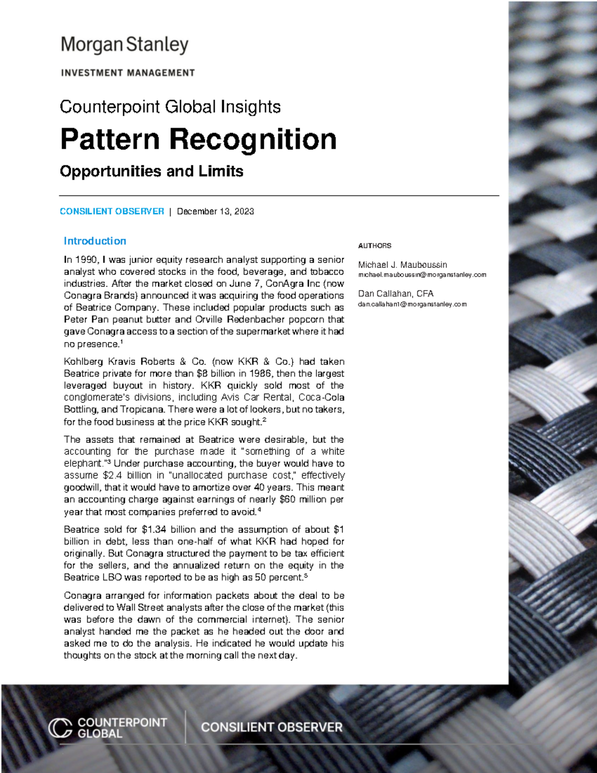Pattern Recognition in Investing: Insights and Challenges - CONSILIENT ...