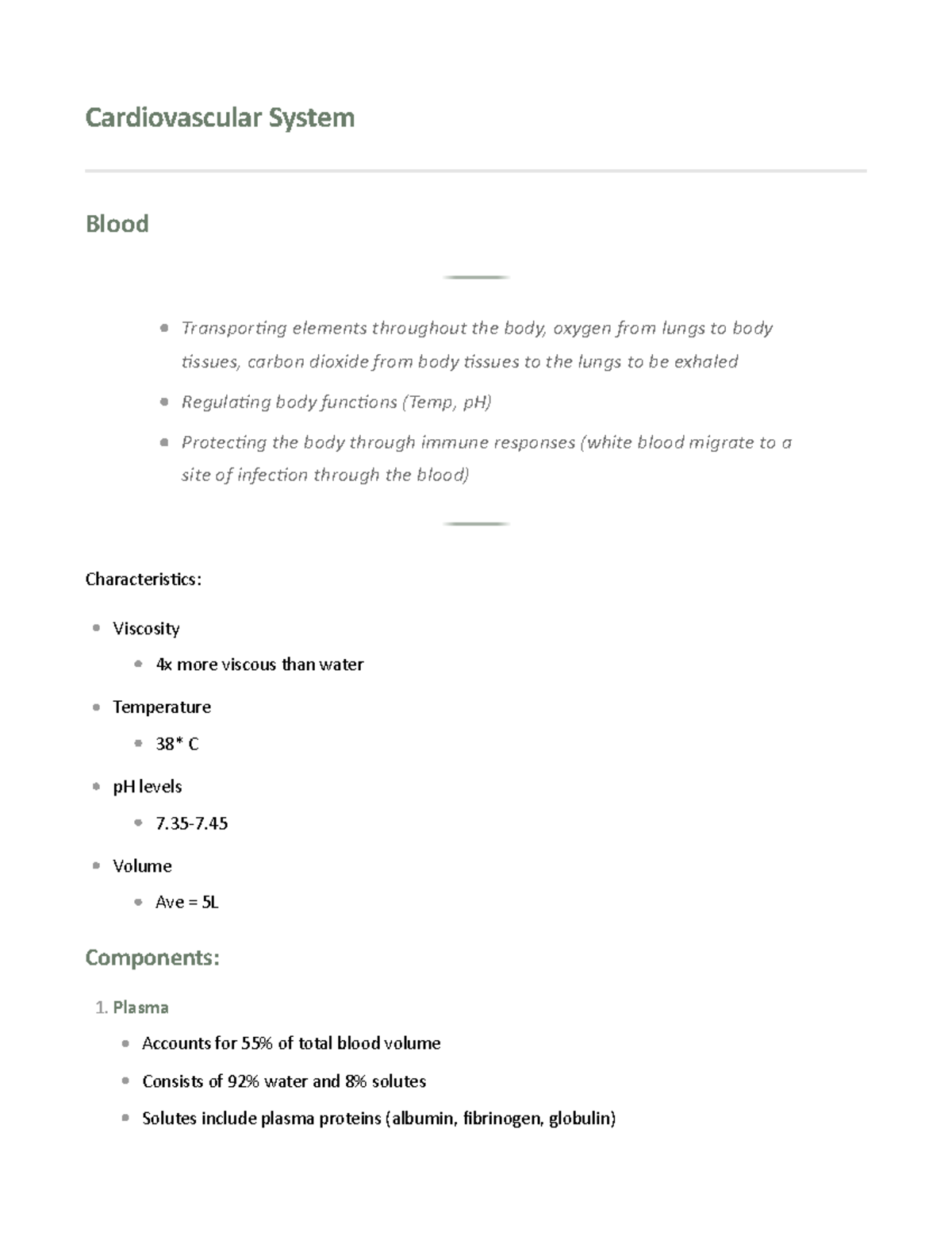 Module 8 - Lecture Notes on Cardiovascular System Functions and ...