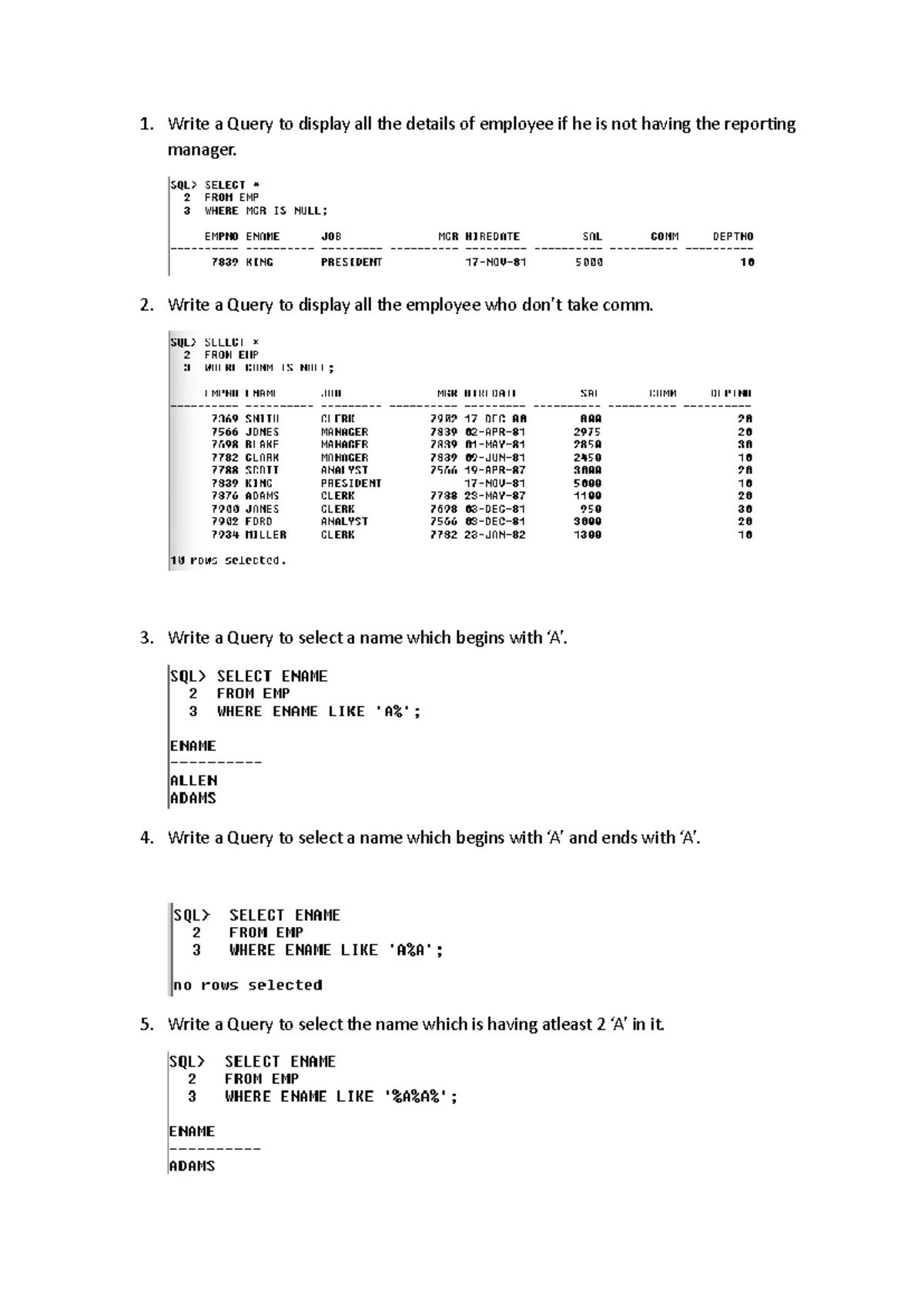 Order BY Clause: SQL Queries for Employee Data Analysis - Studocu