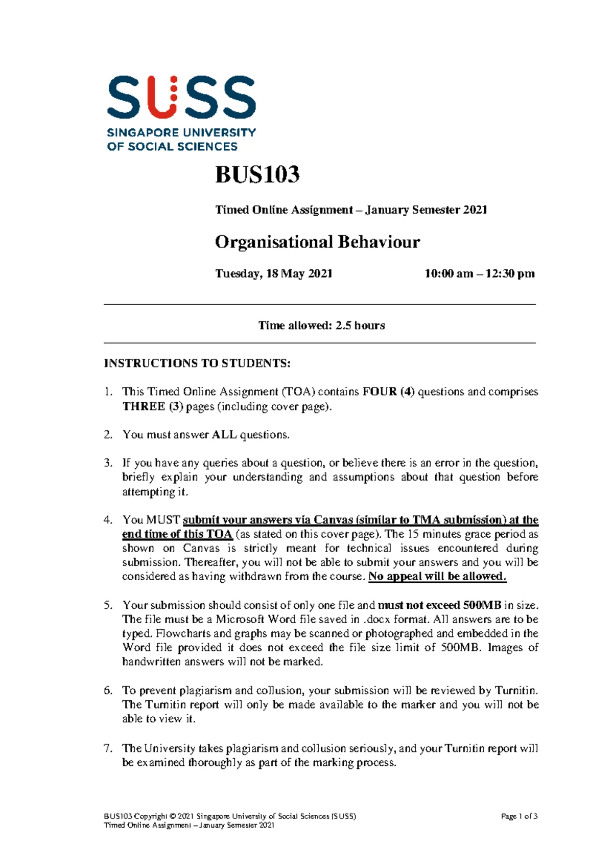 BUS 104 OB SU 1 - Notes for SU 1 - Organizational Behavior – Study Unit ...