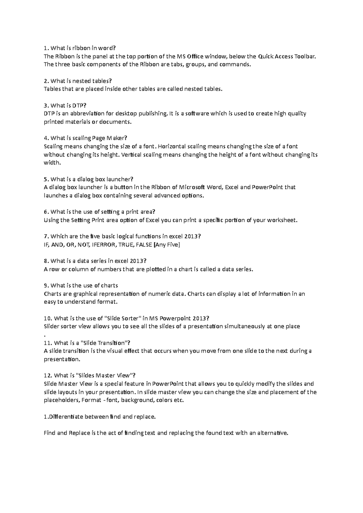 MS Office Essentials: Q&A on Word, Excel & PowerPoint Functions - Studocu