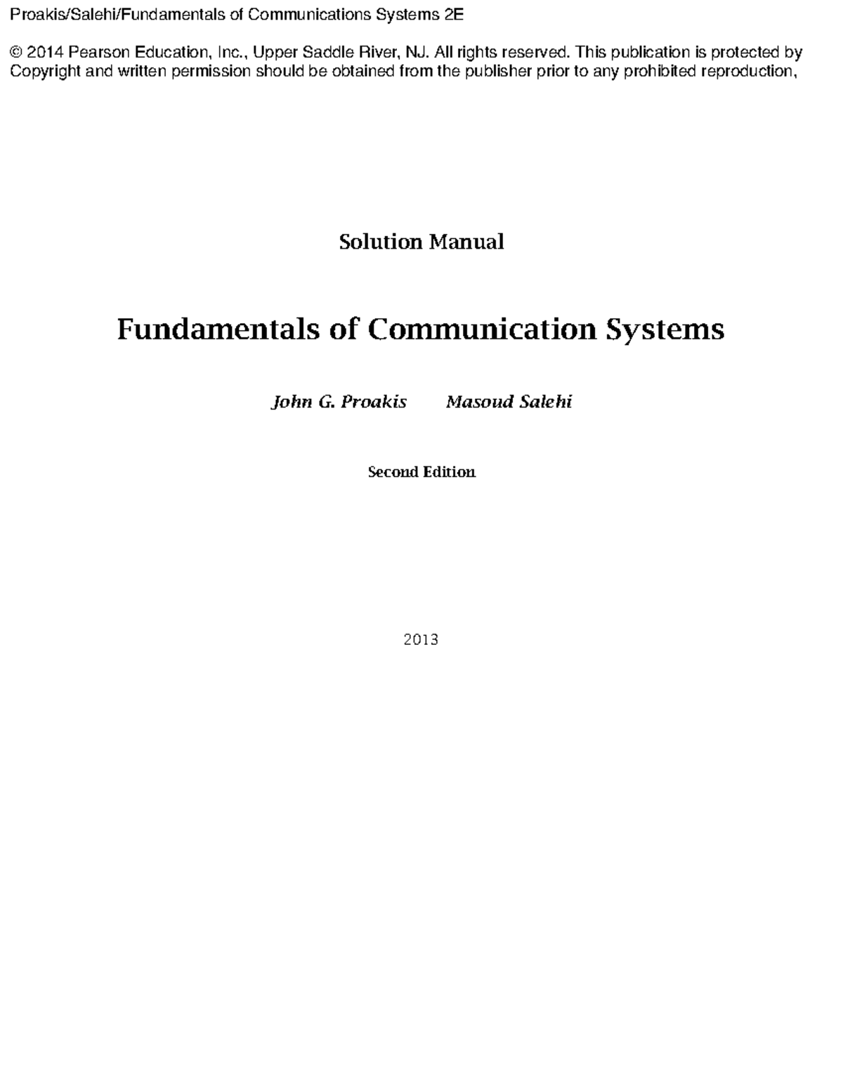 Fundamentals of Communication Systems - Solution Manual (2E) - Studocu