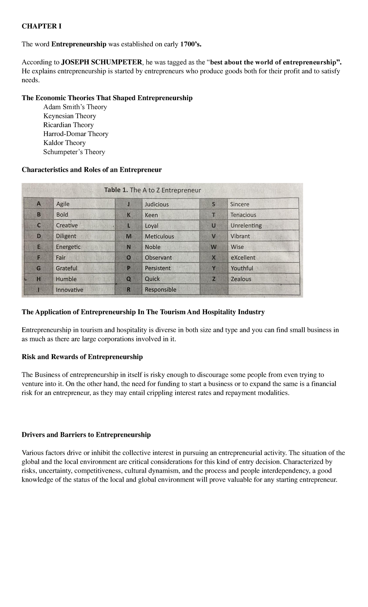 Reviewer for Entrepreneurship in Tourism and Hospitality - CHAPTER I ...