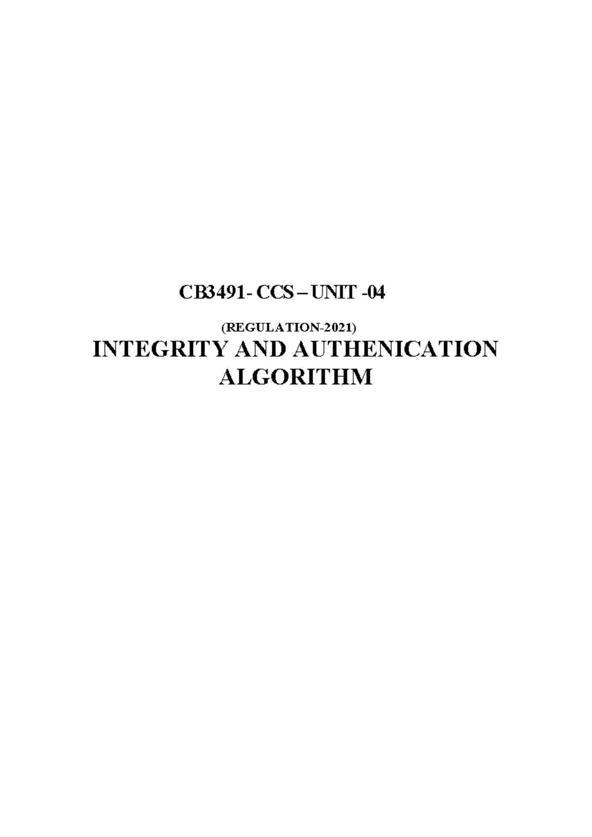CCS 04 Integrity and Authentication Algorithms: Message Encryption ...