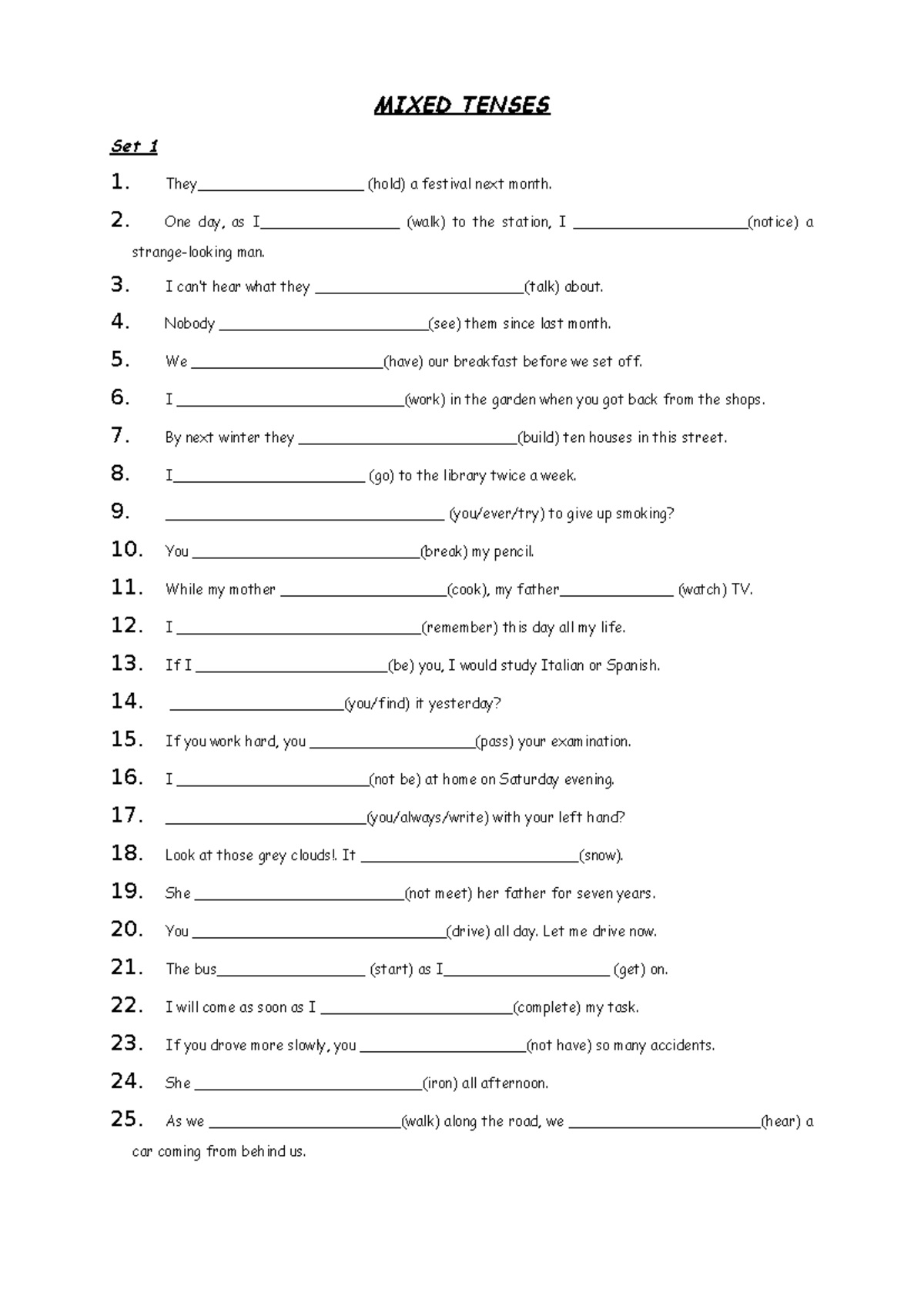 Mixed Tenses Practice - Practical Exercises for Understanding - Studocu