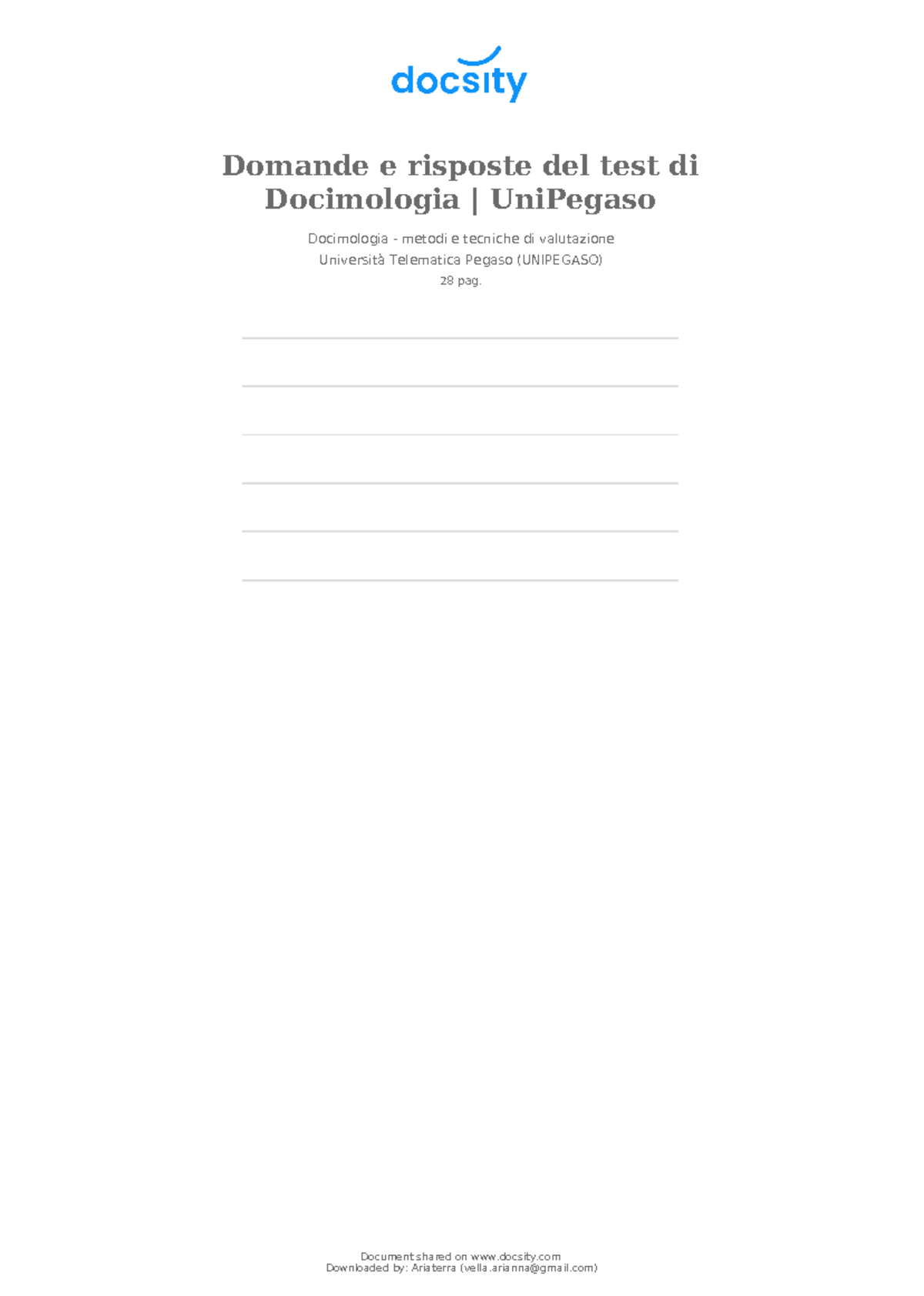 Test di Docimologia - Domande e Risposte in Ordine Alfabetico ...