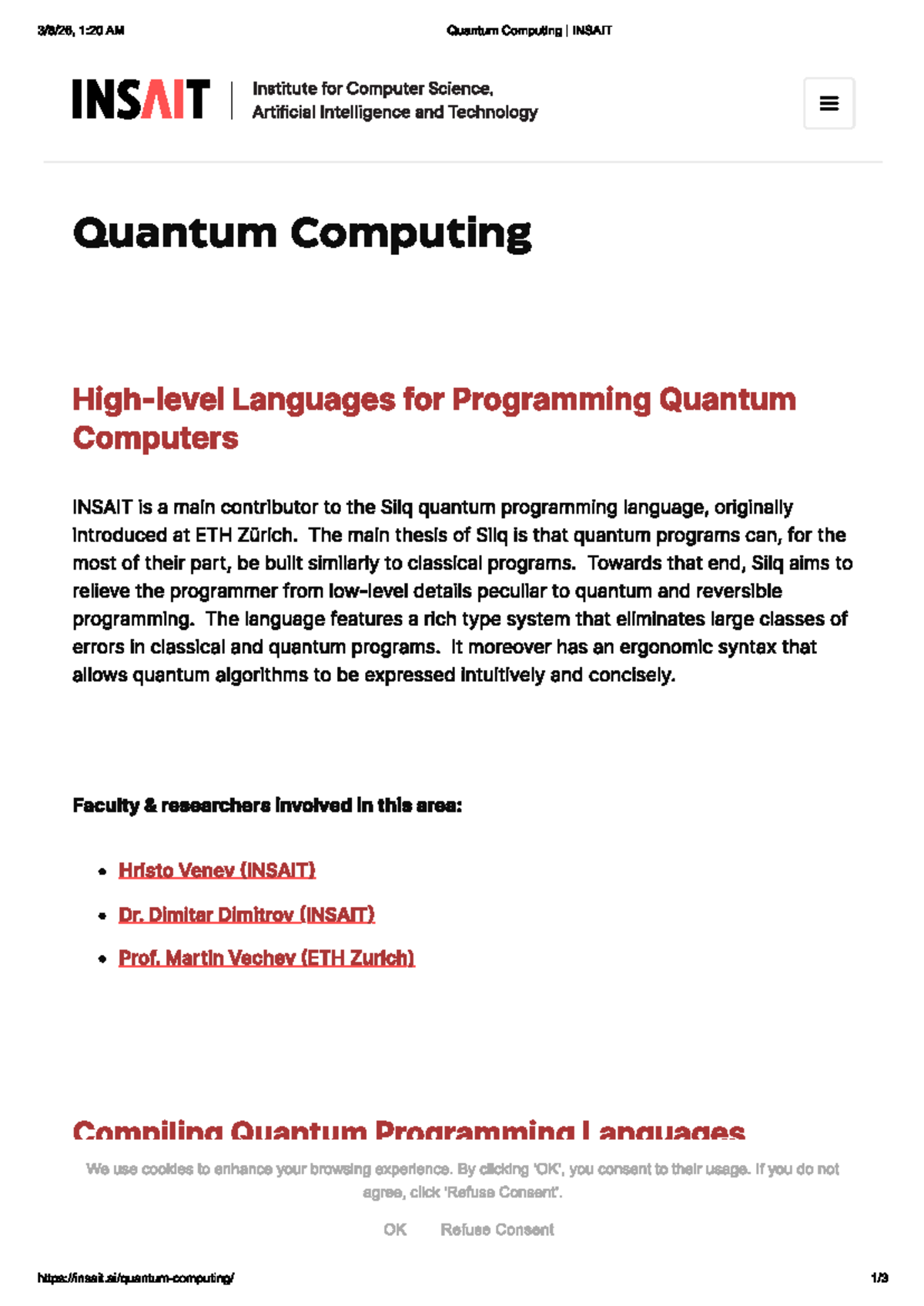 Quantum Computing Languages Overview - INSAIT - Studocu