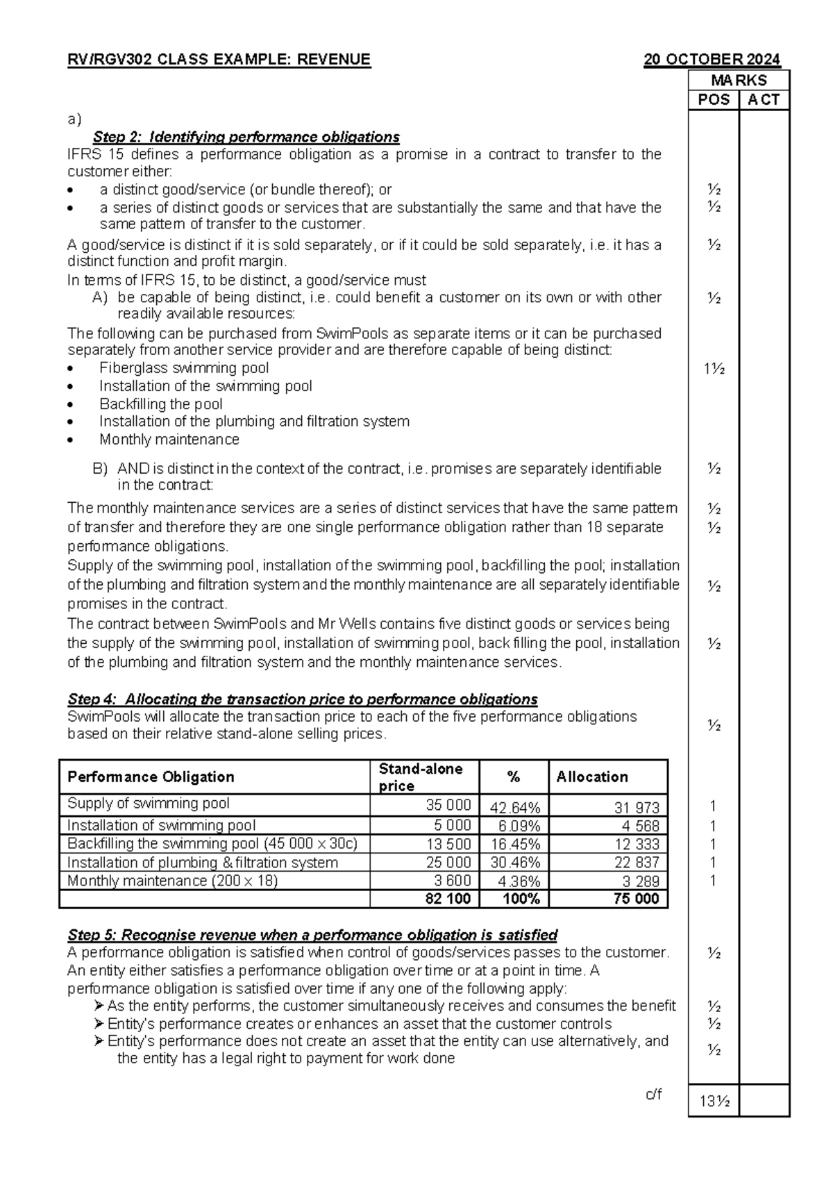 Revenue Accounting - Class Example Solution (IFRS 15) - Studocu