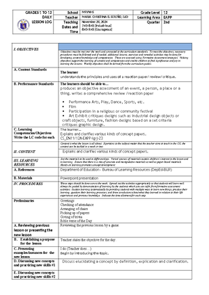PR2 DLP October 8 - dlp - GRADES 1 TO 12 DAILY LESSON LOG SCHOOL ...