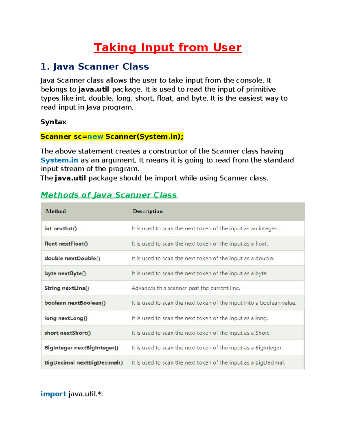 Java User Input Handling: Scanner & BufferedReader Classes (CS101 ...