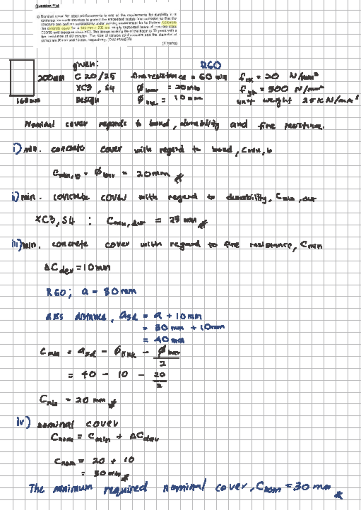 LTA 20125 Final Exam: Nominal Cover for Steel Reinforcement in Beams ...