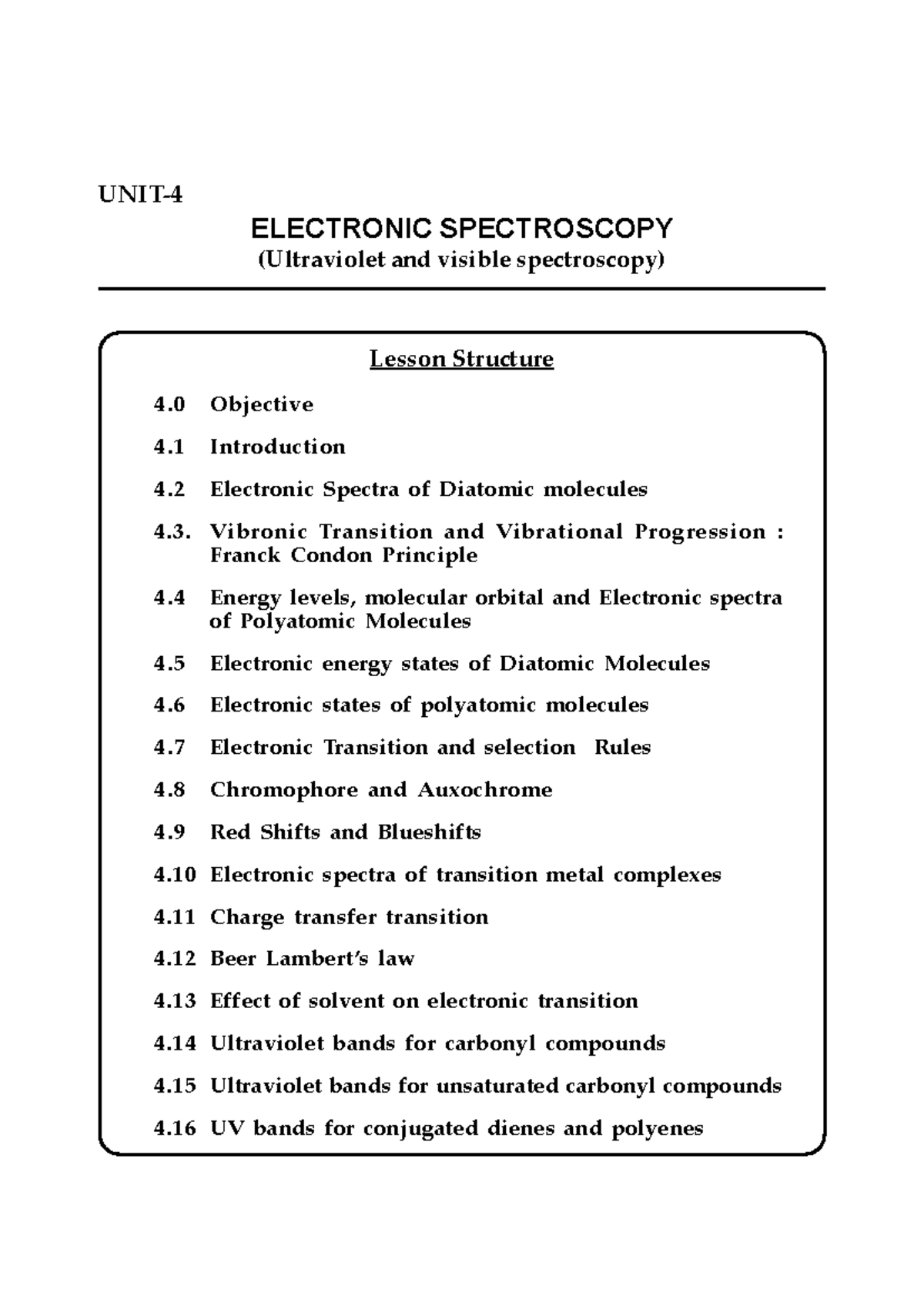 Electronic Spectroscopy (UV & Visible): Lesson Insights and Key ...