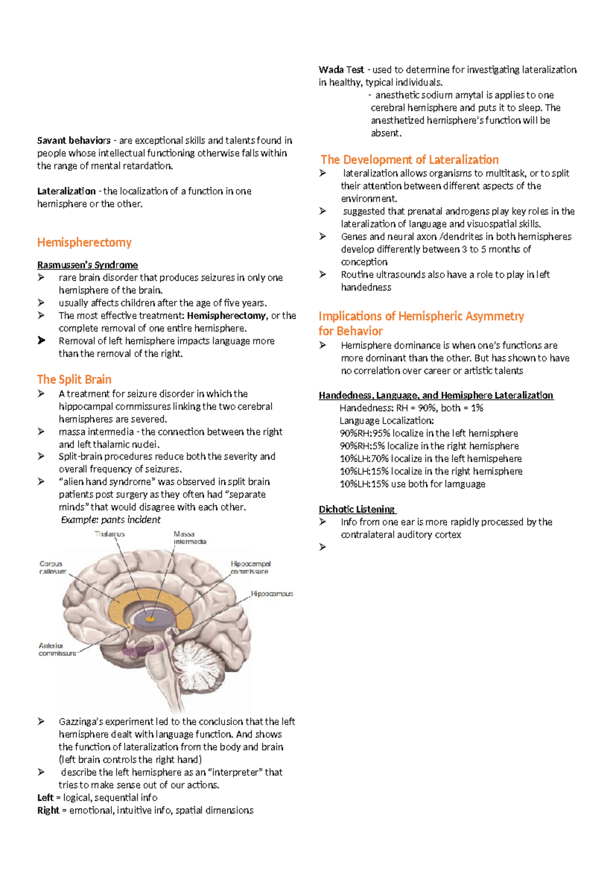Lateralization - Lateralization - the localization of a function in one ...