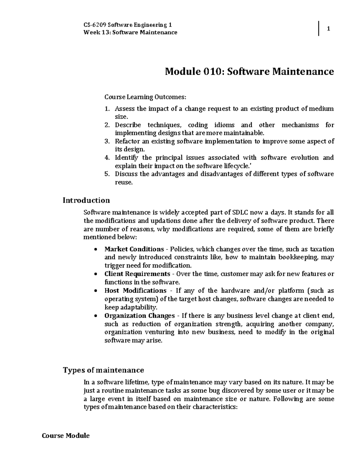 W13 - Software Maintenance - Bachelor of Science in Computer Science ...