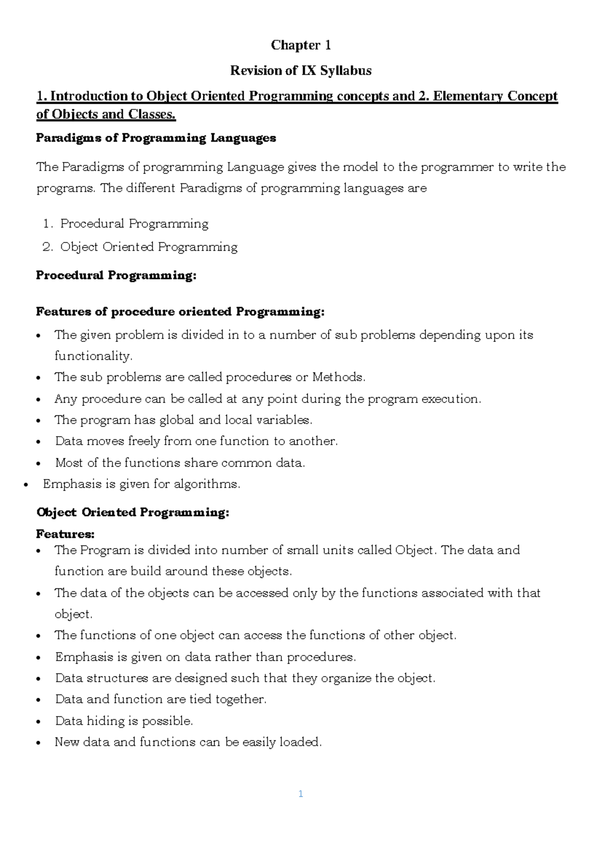 STD IX Computer Application Notes - Chapter 1 Revision of IX Syllabus 1 ...