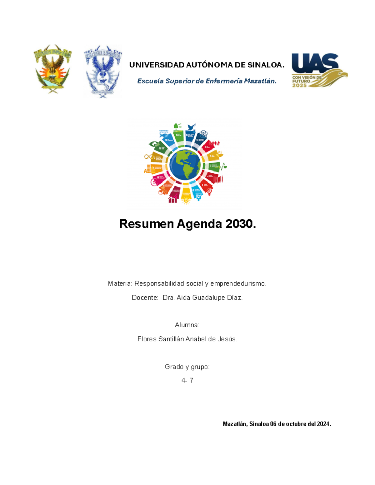 Resumen de la Agenda 2030: Desarrollo Sostenible y ODS - RSE 7 - Studocu