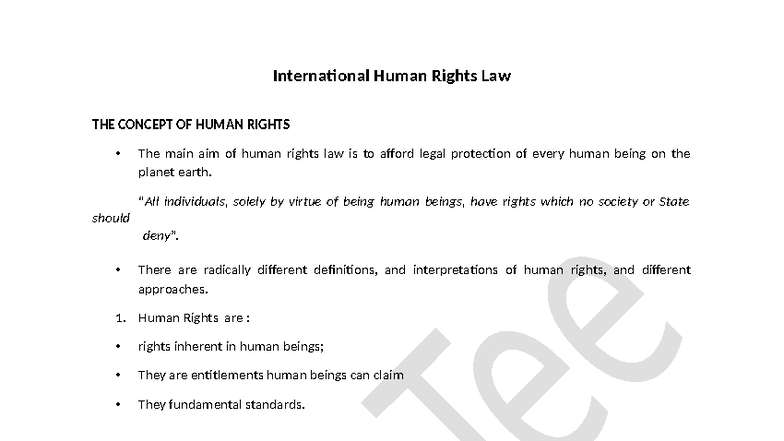 International Human Rights Law: Key Concepts and Instruments (PIL 101 ...