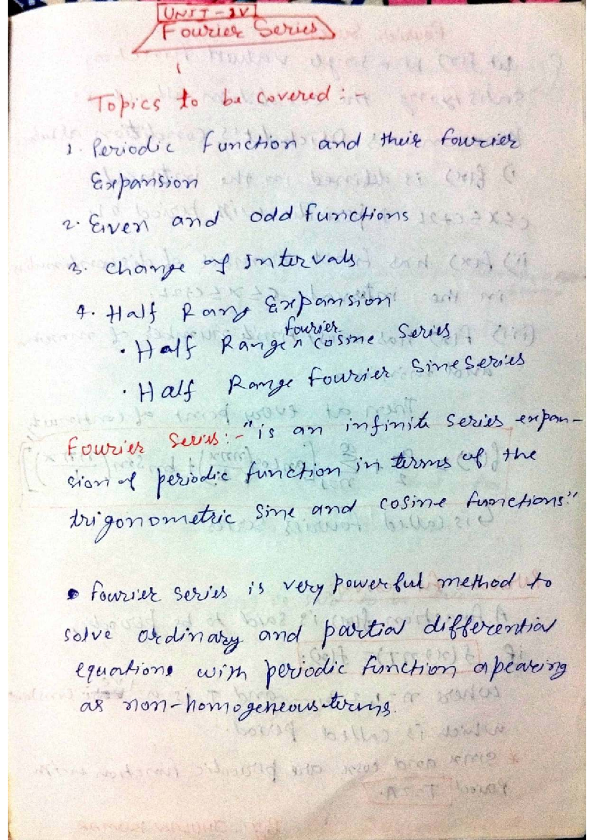Unit-6 Fourier Series - Comprehensive Teacher Notes - Studocu
