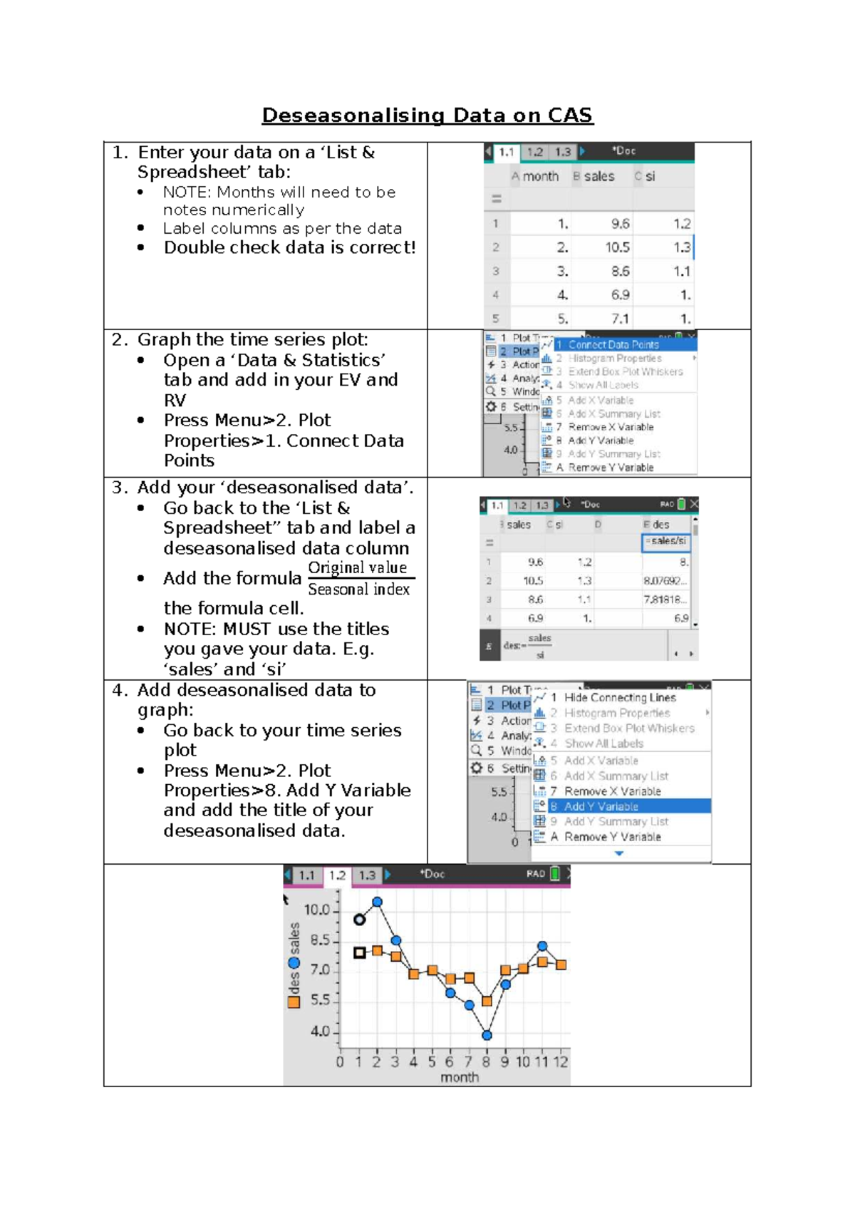 Deseasonalising Data on CAS 1: Step-by-Step Guide - Studocu