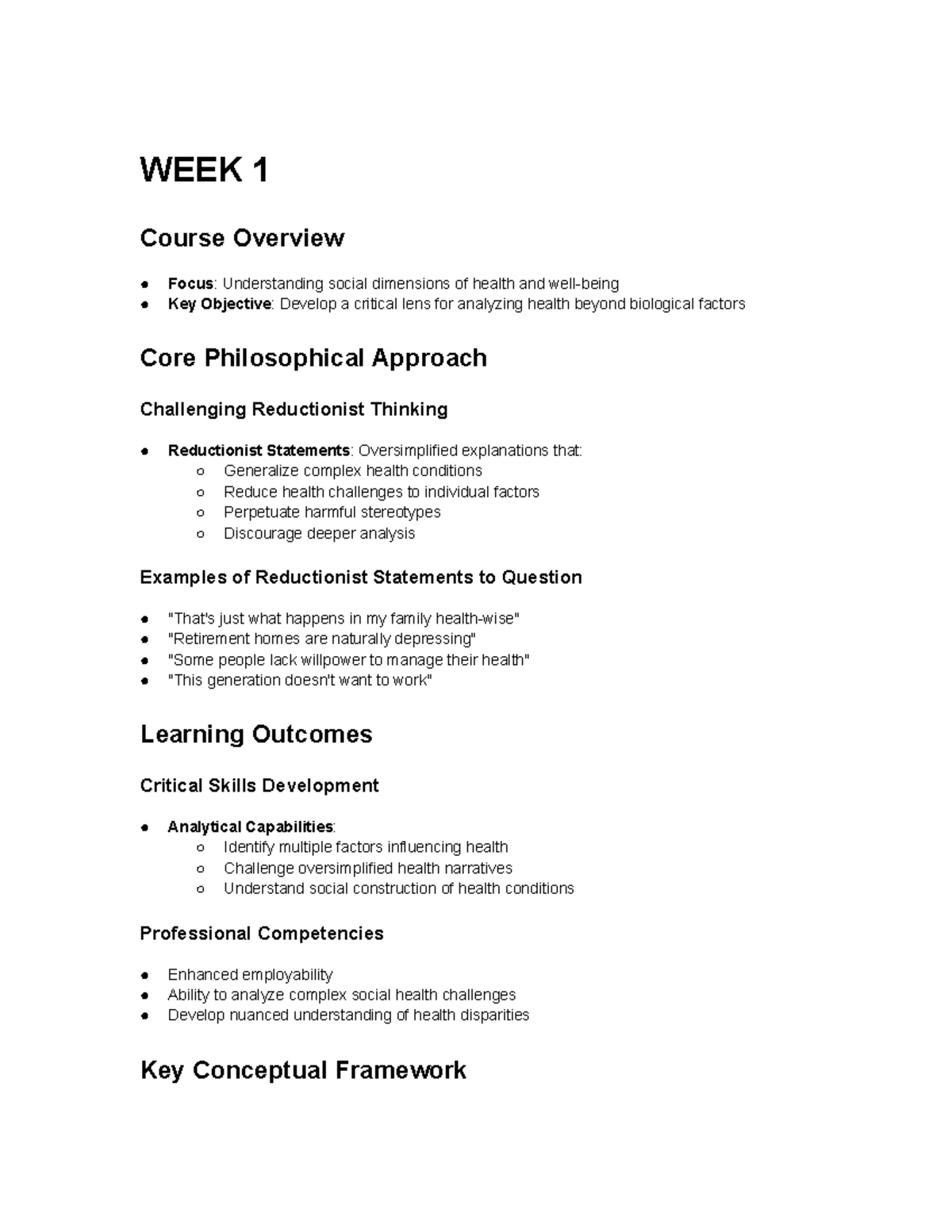 HS 101: Week 1 Overview - Analyzing Social Dimensions of Health - Studocu
